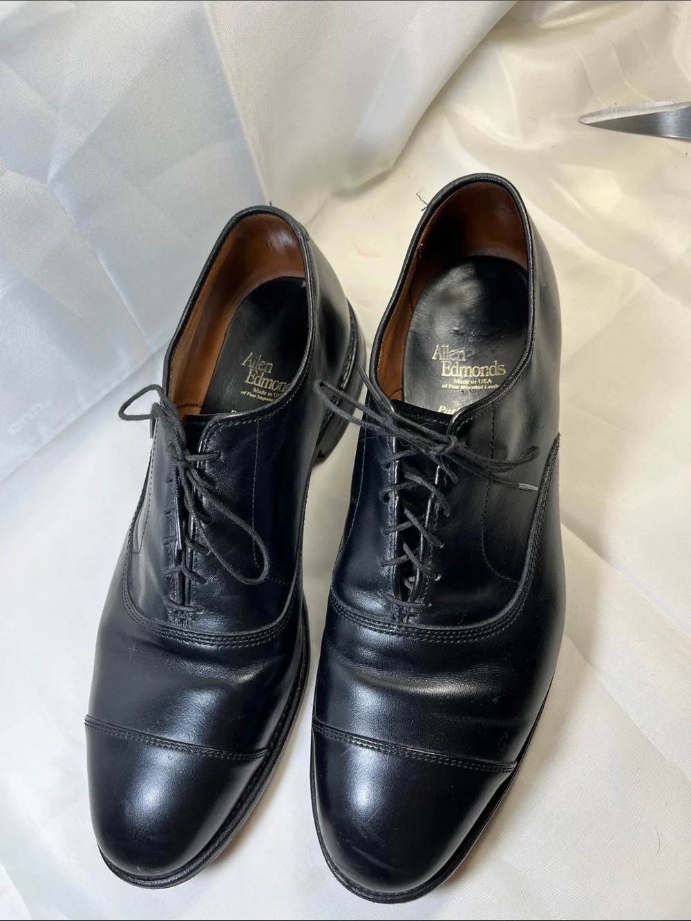 Allen Edmonds Black Cap-Toe Derby Dress Shoes